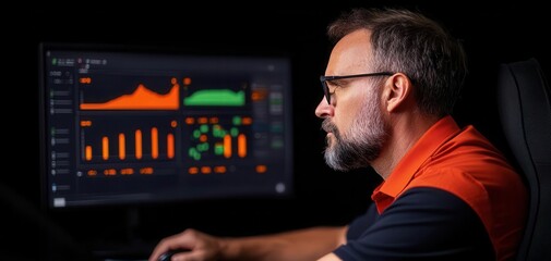 cargo management delivery optimization. Manager analyzing optimized delivery data and KPIs on a high-tech logistics monitoring interface