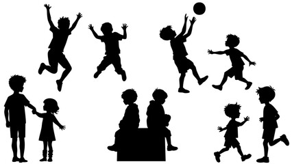 Stylish silhouettes set of children