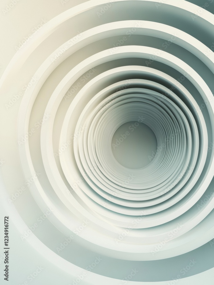 Aufkleber Circular patterns create a sense of depth and abstraction in a minimalist design with soft lighting and neutral tones. Generative AI