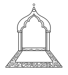 Elegant line art of a mihrab, a niche in the wall of a mosque.