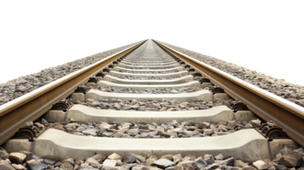 Railroad tracks converging on transparent background, leading to infinity
