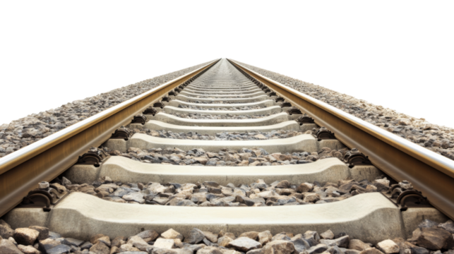 Railroad tracks converging on transparent background, leading to infinity