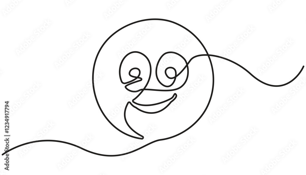 Poster continuous one line drawing of smile. single line pattern of smile, smile face continuous one line d