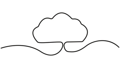 cloud continuous one line drawing, one line drawing of a cloud isolated on a simple background vector illustration