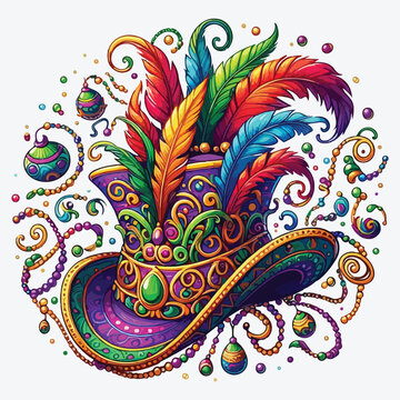 Isolated decorated hat for mardi gras stock illustration