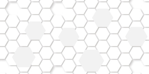 Abstract seamless honeycomb hexagon background. Geometric texture white gray pattern design.
