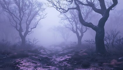 Halloween background with pumpkins in the dark forest. 3d render