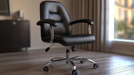 Fun at Work Office Celebration Team Spirit Elegant black office chair in modern setting.