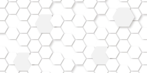 Abstract seamless honeycomb hexagon background. Geometric texture white gray pattern design.
