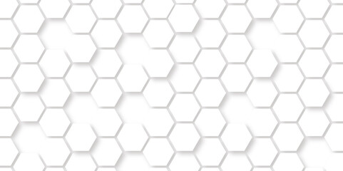 Fototapeta premium Abstract seamless honeycomb hexagon background. Geometric texture white gray pattern design. 