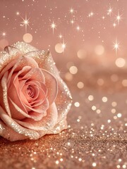 Pink Rose and Glitter with Sparkling Bokeh 