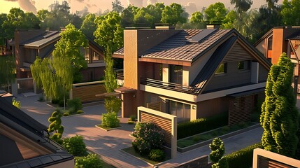 Fototapeta premium Modern wooden house with a roof made of natural wood and metal.