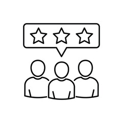 Vector people with star bubbles, rating, feedback, reputation line icon. Symbol and sign illustration design. Isolated on white background
