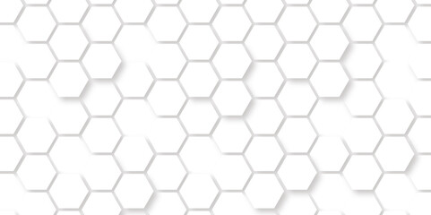 Abstract seamless honeycomb hexagon background. Geometric texture white gray pattern design.
