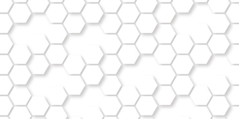 Abstract seamless honeycomb hexagon background. Geometric texture white gray pattern design.
