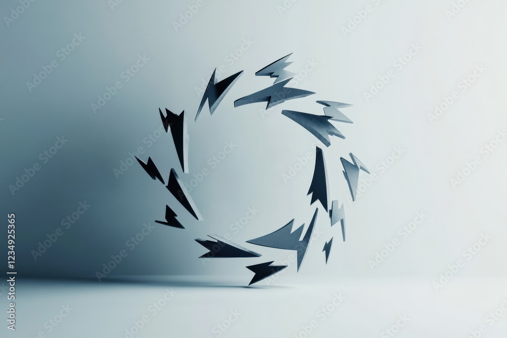 Poster Dynamic abstract representation of swirling lightning bolts against a minimalist background. Generative AI