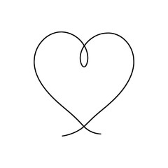Heart hand drawn. Continuous line art of love symbol. Vector illustration.