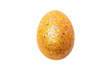 Bright golden egg with colorful glitter on top, cut out