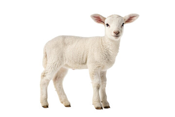 Fototapeta premium Cute lamb standing alone indoors in well-lit space, cut out