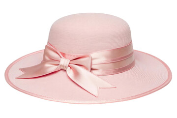 Elegant pink hat with ribbon for sunny days, cut out