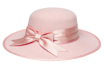 Elegant pink hat with ribbon for sunny days, cut out
