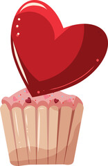 Cake heart, vector illustration, valentines day, february 14