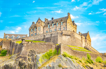 Edinburgh Castle over blue sky, Scotland