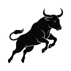 bull jumping of a silhouette art 