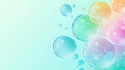 Pastel Colored Bubbles Float Gently On A Light Blue Background