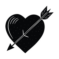 heart with arrow of a silhouette art 