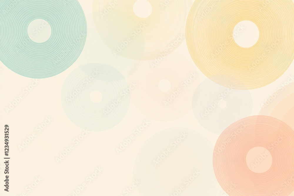 Poster Colorful circles create an abstract pattern on a soft pastel backdrop in a modern design setting. Generative AI