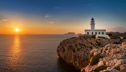 Naklejka premium lighthouse on rocky shore 