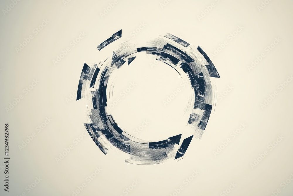 Aufkleber Abstract circular design with arrows and texture created in a neutral color palette. Generative AI
