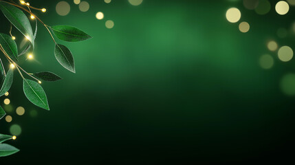 Green leafy background with a leafy branch. Minimalistic background.