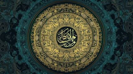 Obraz premium Ornate Circular Design Featuring Islamic Calligraphy