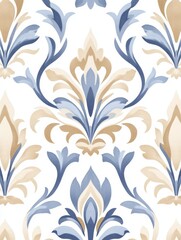 Elegant floral pattern in soft blue and beige tones, ideal for interior design or textiles