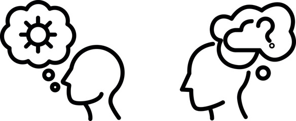 Thoughtful and Reflective Thinking Icon for Ideas, Reflection, and Decision Making