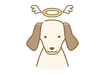 死んで天使の輪をつけている耳が垂れた犬