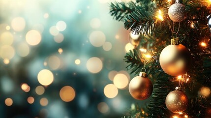 Blurred bokeh light background, Christmas and New Year holidays background