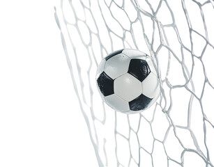 soccer ball in goal net
