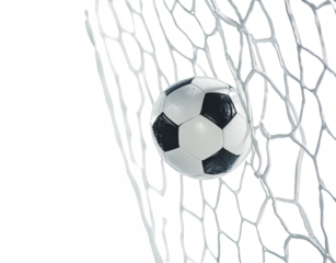 soccer ball in goal net