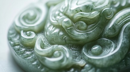 Close up of Jade Dragon Pattern Pendant