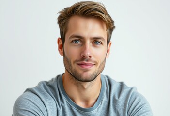 Fototapeta premium Male portrait on neutral background