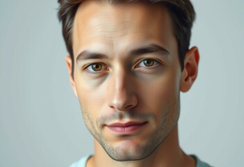Obraz premium Male portrait with neutral background and focus on eyes