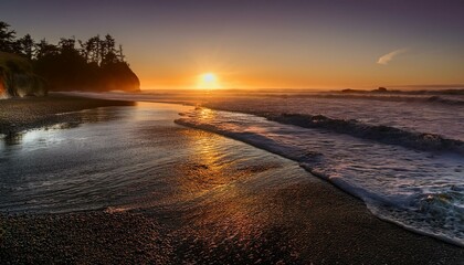 sunset over stone beach 