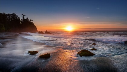 Obraz premium sunset over stone beach 