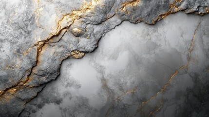 Photo of a natural stone surface in gray tones with golden veins, creating a luxurious and elegant texture.