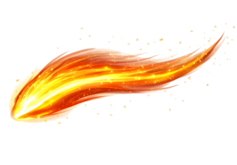 Digital rendering of a blazing comet with glowing tail.