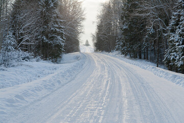 Fototapeta premium winter road in the snow