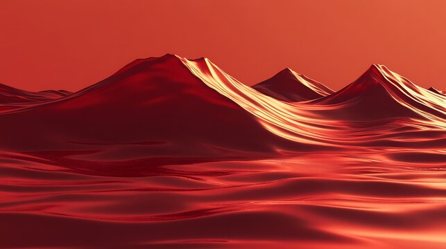 Crimson Waves Flowing Across a Scarlet Landscape